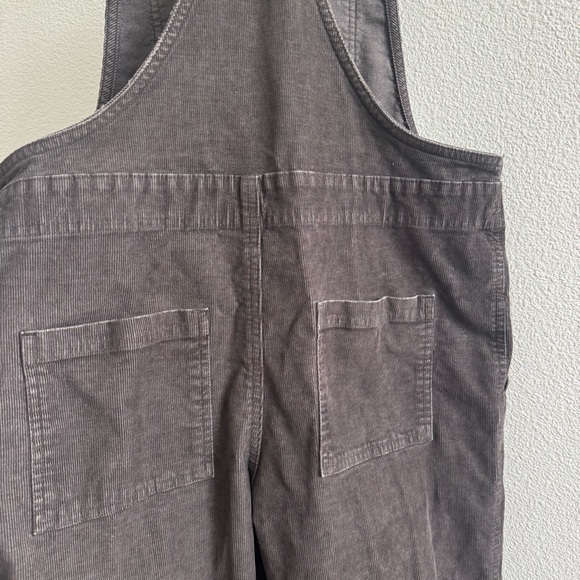 Aerie Werk & Play Corduroy Overalls Raw Hem Grey Cotton Minimalist Fall Winter - Picture 9 of 12